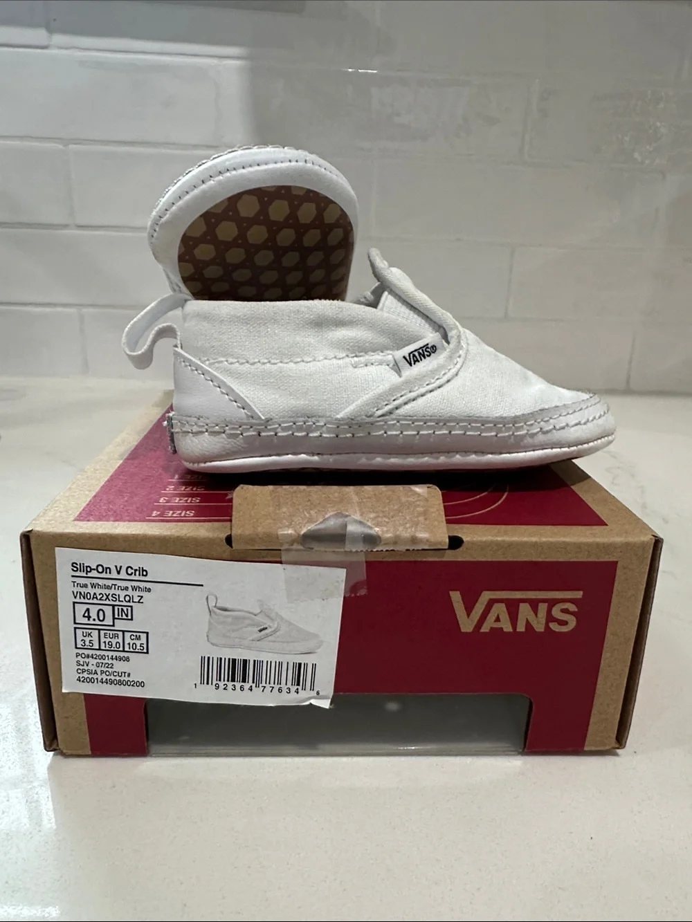 Vans White Slip-On V Crib Baby Shoes